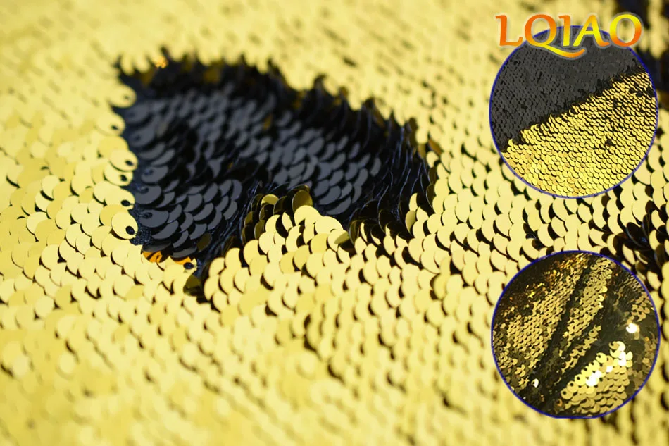gold black reversible sequin fabric Gold