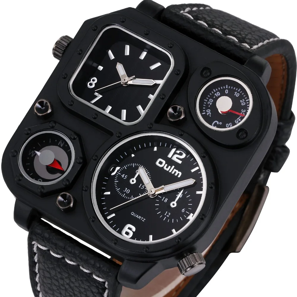Prix pour OULM MEILLEUR VENTE Hommes de Mode Casual Quartz Montre-Bracelet En Cuir sangle Anti Scratch Oversize Le Fonctionnalisme 2 Fuseau horaire + Cadeau boîte Prix pour OULM MEILLEUR VENTE Hommes de Mode Casual Quartz Montre-Bracelet En Cuir sangle Anti Scratch Oversize Le Fonctionnalisme 2 Fuseau horaire + Cadeau boîte