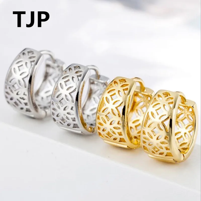 2021 Fashion Hollow Gold Earrings For Women Jewelry Trendy Hoops Lady Silver Plated Flower Earring Bijou Mother Gift | Украшения и
