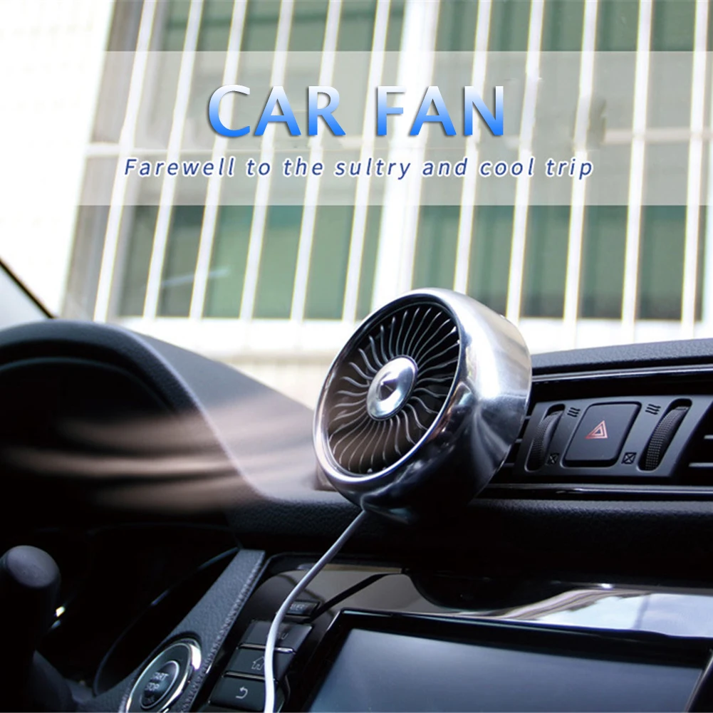 Электрический автомобильный вентилятор с 3 скоростями регулировки USB с двумя головками, автомобильный циркуляционный вентилятор для охлаждения воздуха, кондиционер, цветная световая приборная панель