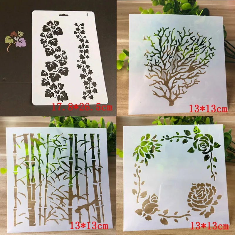 

4pcs/Set Flower Rose Stencil DIY Drawing Stencils Templates Painting Art Craft Scrapbooking Cards Album Stencils School Supplies