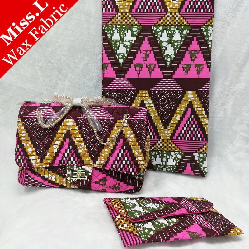 

Fashion dutch print wax shoulder bag 3 pieces/set purses and handbags matching 6 yards wax hollandais guarantee dutch real wax