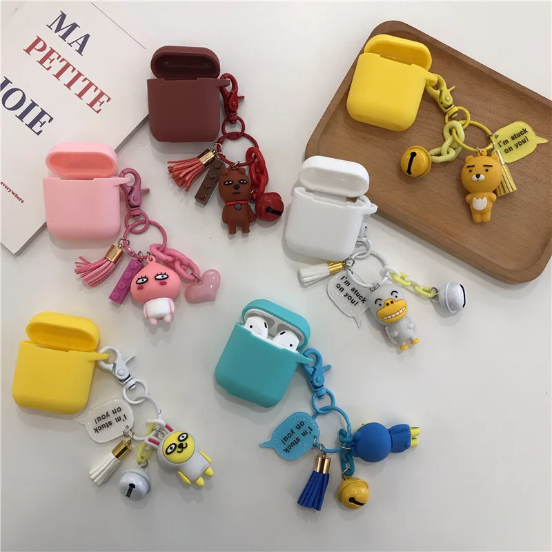 

Cute Cartoon Silicone Case For Apple Airpods Accessories Bluetooth Earphone Protective Cover For Airpods Air pods Case Key Ring