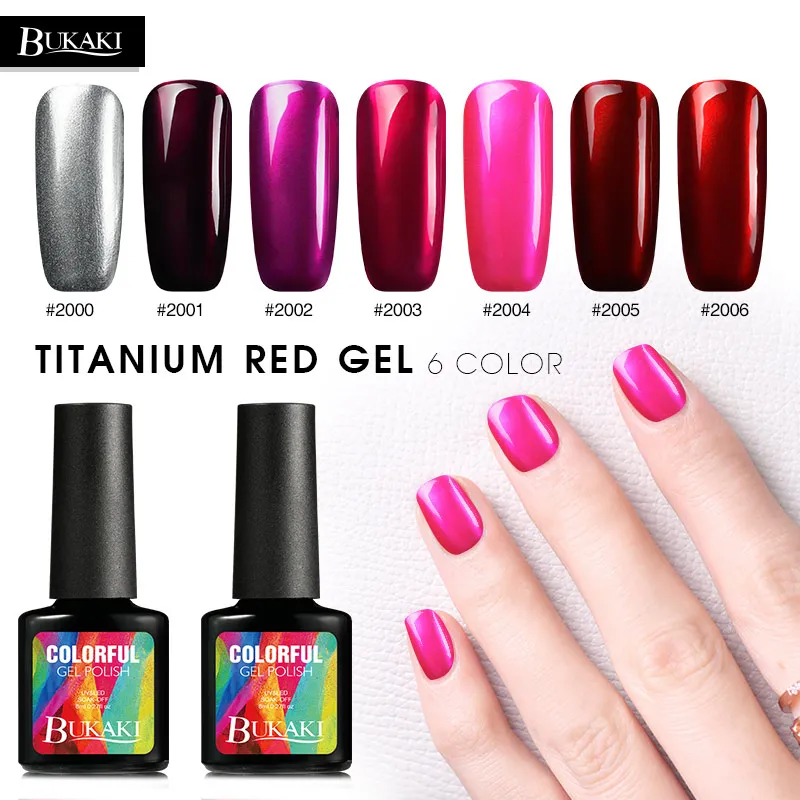 

BUKAKI Nail Art Glitter Titanium Red UV Gel Nail Polish Metallic Mirror Effect Acryl Gel Varnish Lamp for Nail Gel Paint Lacquer