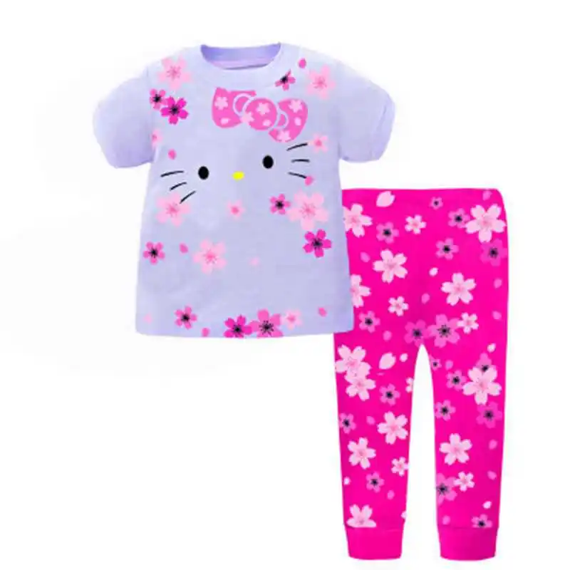 Розничная, комплект из 2 предметов, новинка года, весенне-осенняя брендовая одежда для сна из хлопка для малышей пижамы для мальчиков с героями мультфильмов, одежда для девочек Детская Пижама - Цвет: Picture 17