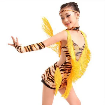 

New style girls latin dance costumes senior sexy milk silk leopard latin dance dress for girls latin dance dresses S-XXL