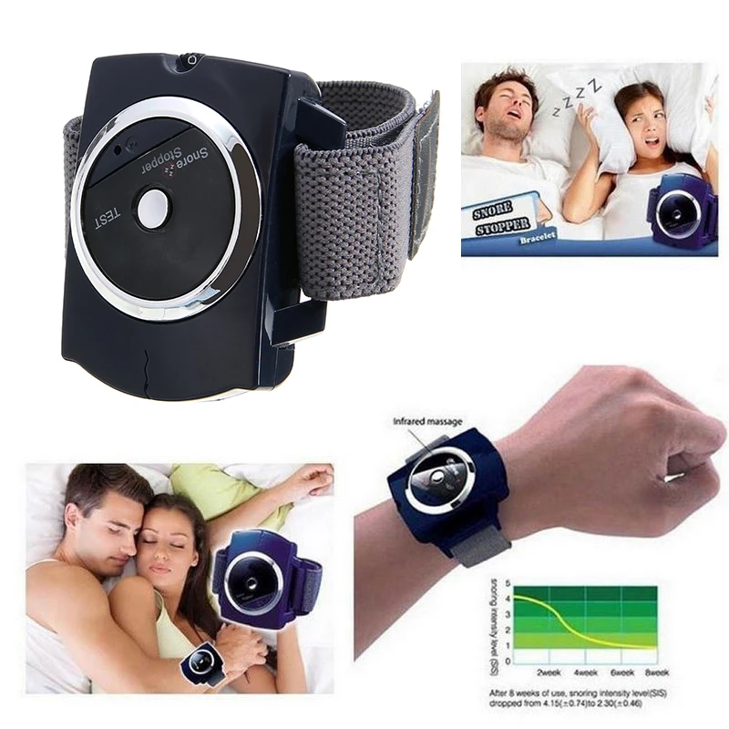 Mayitr 1pc Smart Snore Blocker Stopper Infrared Stop Snoring Wristband Help Sleeplessness Wristband Watch Sleeping Aid