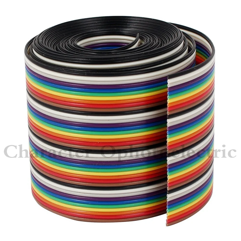 1 m 2 m 3 M 4 M 5 m 10 m 40pin Dupont Wire Flat Color Rainbow Ribbon Cable Wire 1.17 mm 