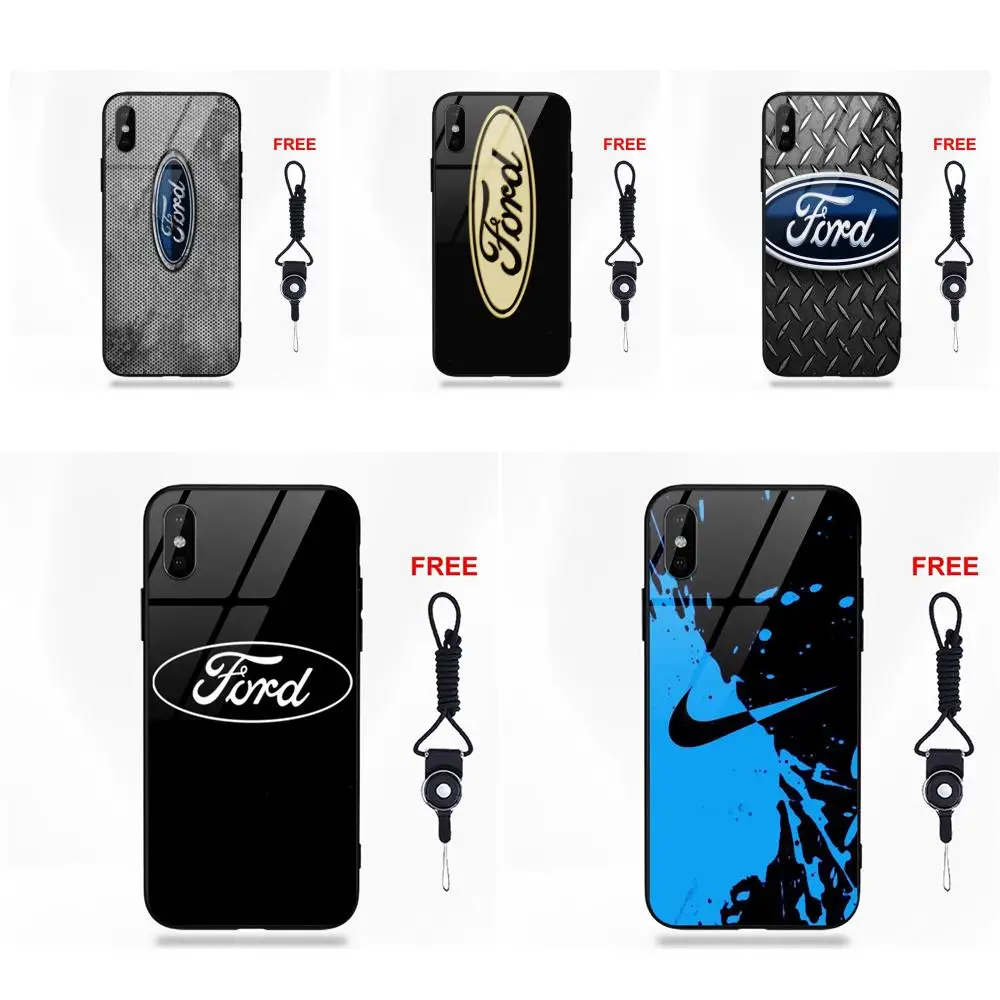 

Vvcqod Ford Logo For Apple iPhone 5 5C 5S SE 6 6S 7 8 Plus X XS Max XR Soft TPU Frame+Tempered Glass New Fashion