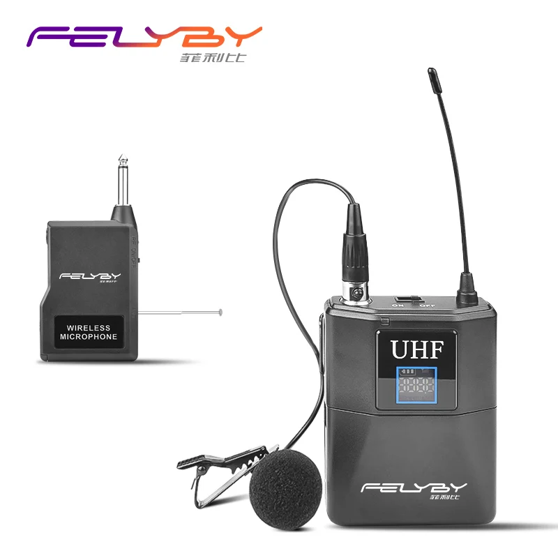 FELYBY Профессиональный UHF Беспроводной конденсаторный микрофон Lavalier для