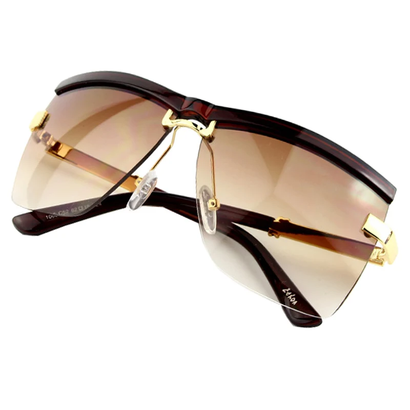 Cermin mata hitam Wanita Rangka Semi-Rimless Designer Jenama Perniagaan Sun Glasses Ladies Lelaki Unisex 6 Warna UV400
