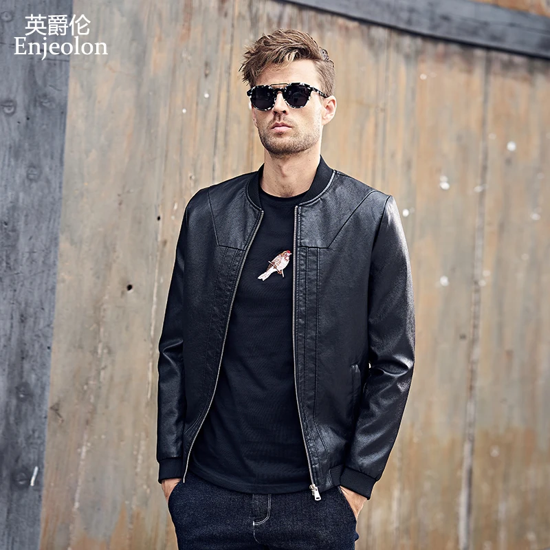 Buy Enjeolon brand PU Motorcycle Leather Jacket Men fashion leather coat male