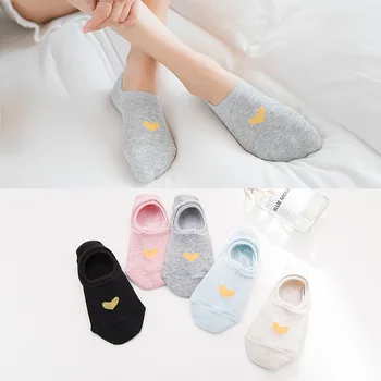 

Spring and summer new simple love ladies invisible socks Breathable three-dimensional heel with thin women's boat socks