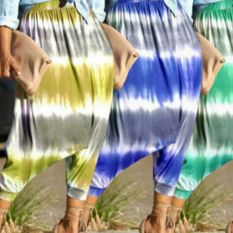 

2019 Harem Pants Women Spring Summer Casual Baggy Bottoms Fashion Multi Color Low Crotch Pants Womens Trousers Plus Size
