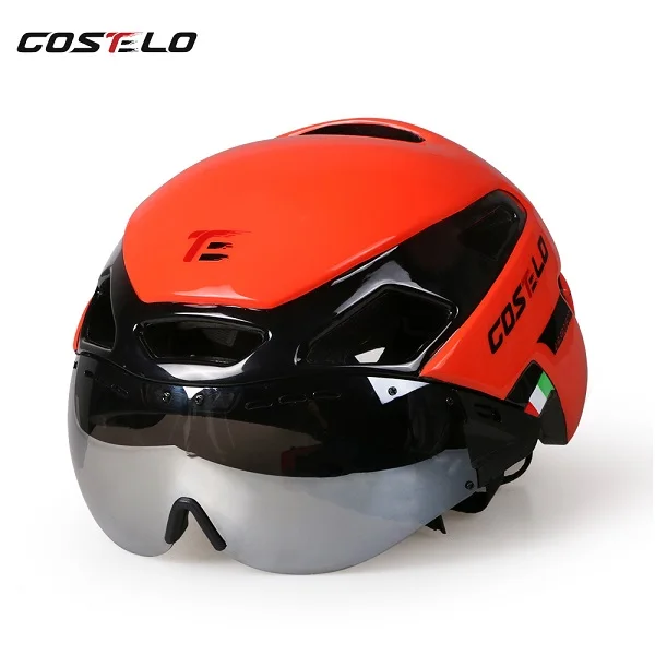 costelo Велоспорт свет шлем MTB дорожный велосипед шлем велосипедный шлем Скорость airo RS Ciclismo очки безопасный Мужчины Женщины 230 г - Цвет: ORANGE M GRAY LEN