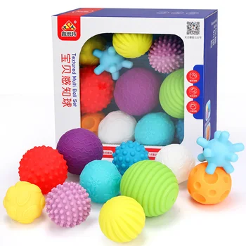 

0-12Months Newborn Teething Toys Baby Touch Hand Teether Ball Safe Textured Sensor Ball Training Massage Soft Stress Balls