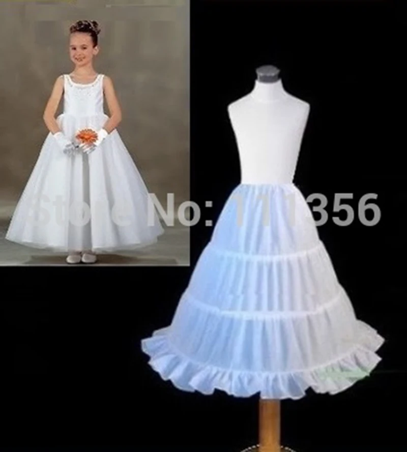 Белое Бальное Платье с обручами; Нижняя юбка с цветочным узором для девочек; Длина 50 см; свадебная одежда