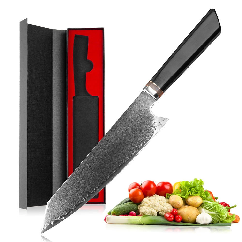 Mokithand 8 inch Japanese Kitchen Knives Damascus 67 layer VG10 Chef Knife Sharp Stainless Steel Meat Knife with Ebony Handle Mokithand 8 inch Japanese Kitchen Knives Damascus 67 layer VG10 Chef Knife Sharp Stainless Steel Meat Knife with Ebony Handle