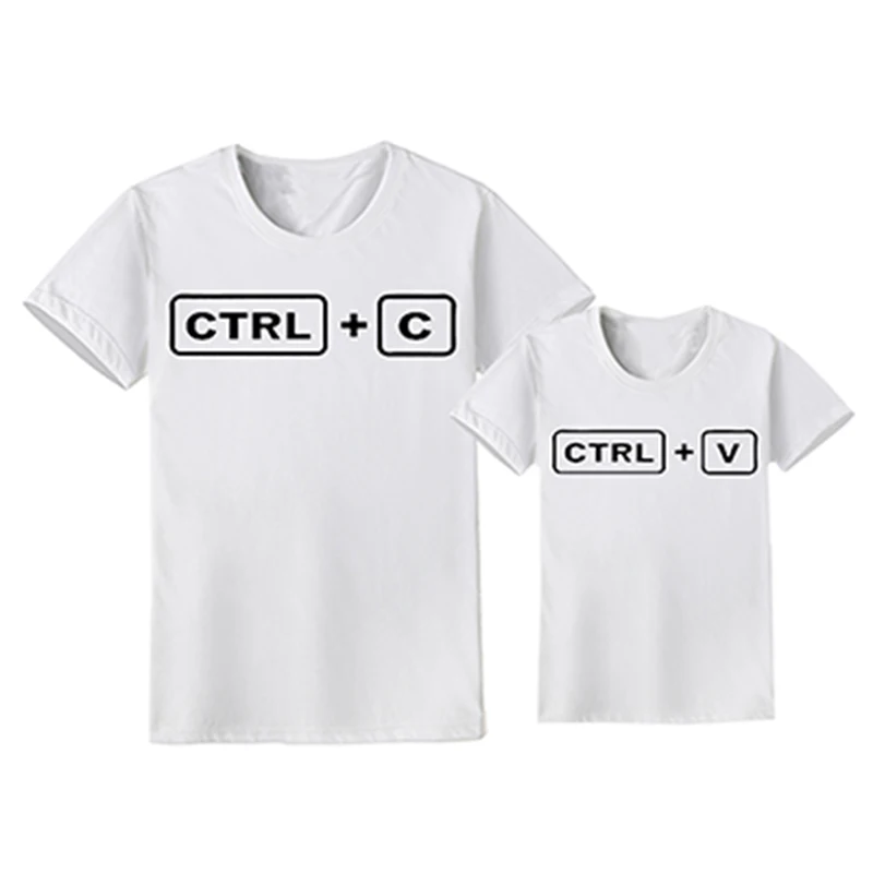 Новые Семейные комплекты CTRL+ C CTRL+ V футболки для папы и сына семейная Одежда для мальчиков одинаковые комплекты для семьи