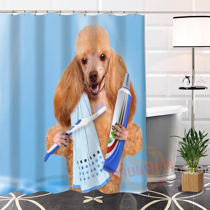 Custom Popular funny dog Fabric Shower Curtain 100 Polyester bathroom