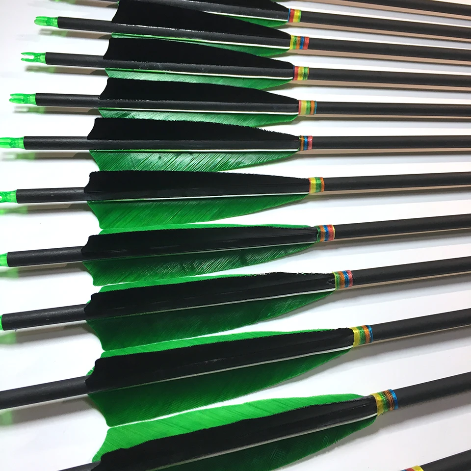 Details about   31" Archery Carbon Arrow Shaft Spine 500 W/ Real Turkey Feather For Recurve Bow 