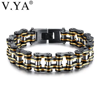 

V.YA Punk Stainless Steel Bracelets Men Biker Bicycle Motorcycle Chain Man Bracelets & Bangles 2018 Fashion Jewelry Charm Gifts