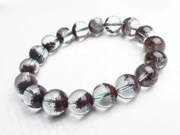 

New Arrival Genuine Natural Red Phantom Quartz Bracelets For Women Crystal Transparent Round Bead Stretch Charm Bracelet