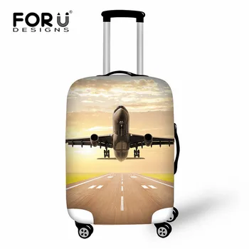 

FORUDESIGNS Aircraft Printing Elastic Luggage Protective Cover Zipper Suit For 18-30 inch Trunk Case Travel Suitcase Covers Bags