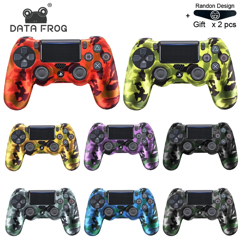 

DATA FROG Soft Flexible Cover Silicone Case Protection Skin For Playstation 4 PS4 Pro Slim Gamepad LED Light Bar Sticker 2 Grip