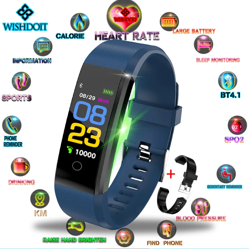 

WISHDOIT 2018 New Smart Watch Men Women LED Color Screen Smart Watches Sport Fitness Tracker Pedometer Smart Watch PK Mi Band 3
