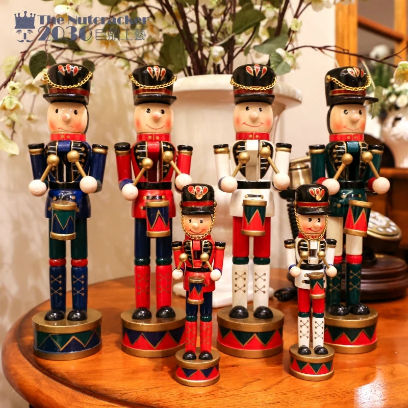

New 30Cm Tall Christmas Nutcracker Drummers Vintage German Wooden Table Walnut Toy Zakka Dolls --- 2030