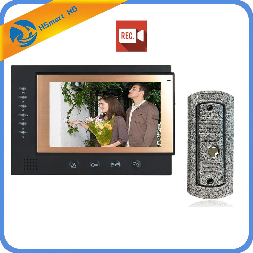 

7" LCD Monitor Video Door Phone with Video Recording Photo Taking Home Security System IR Camera Support SD Card