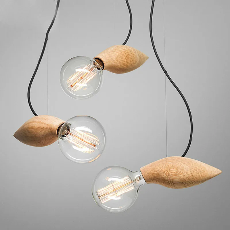 Wood Swarm Pendant Lamp Hanging Bee Natural Wood Pendant Light Nordic Creative Design For Home Decor Drop Lighting (13)
