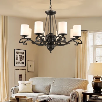 

Modern Large Chandelier Ceiling Pendant E27 LED Lighting For Dining Bedroom Hotel Room Hanging Light Fixture Black Chandeliers M