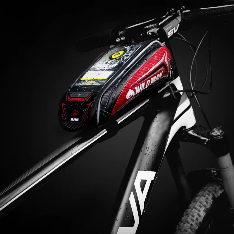 Top WILD MAN Bike Top Tube Front Head Frame Bag Rainproof MTB Cycling Cell Phone Touch Screen Bag Pannier Bicycle Accessories 5
