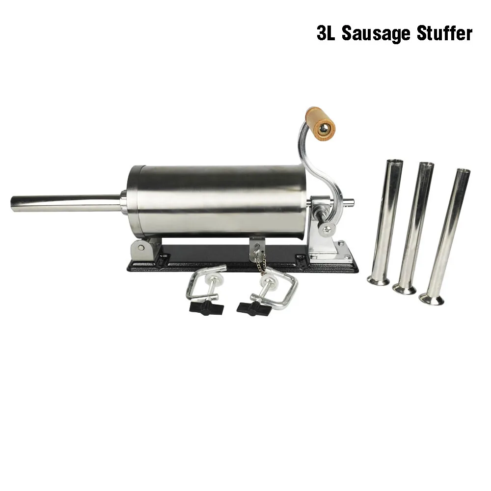 

3L Horizontal Sausage Stuffer Filler Stainless Steel Homemade Table Sausage Maker Kitchen Tool Meat Processor Sausage Maker