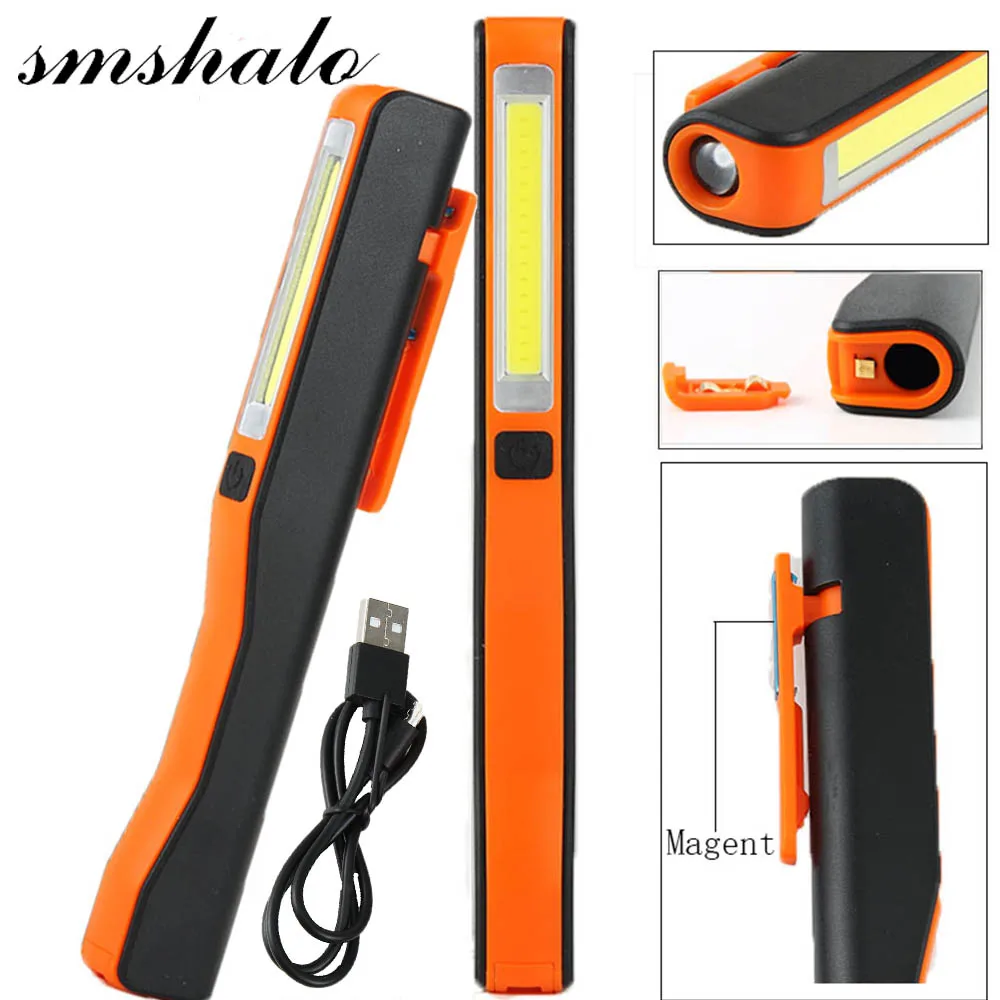 

16COB USB Worklight Mini LED Lashlight Pen Led Flashlight Torch Magnetic 2in1 Work Inspection Light Zaklamp Latarka Rechargeable