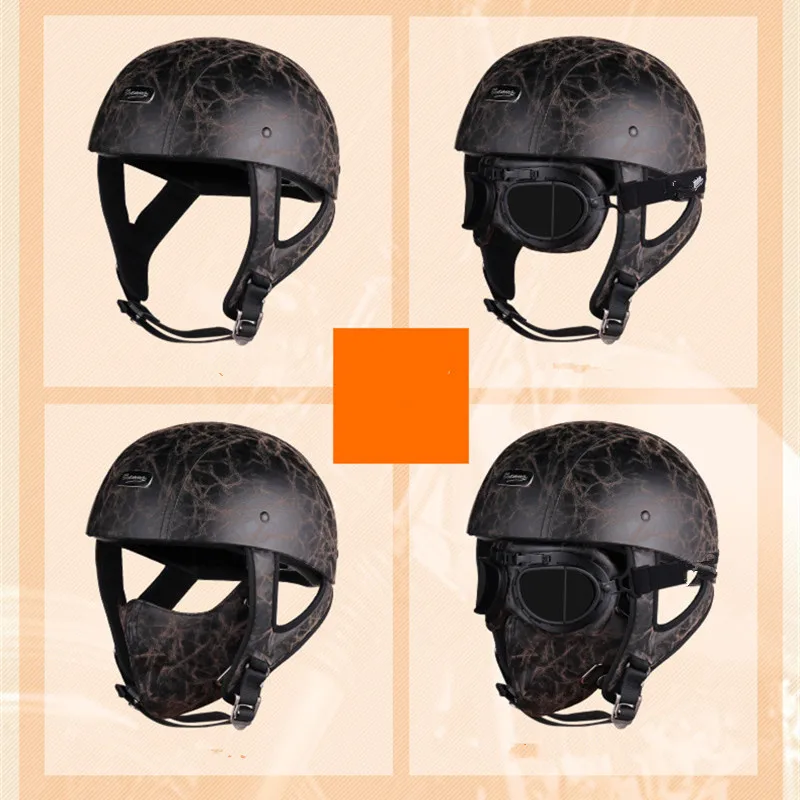 Nazi Brown Leather German Motorcycle Helmet