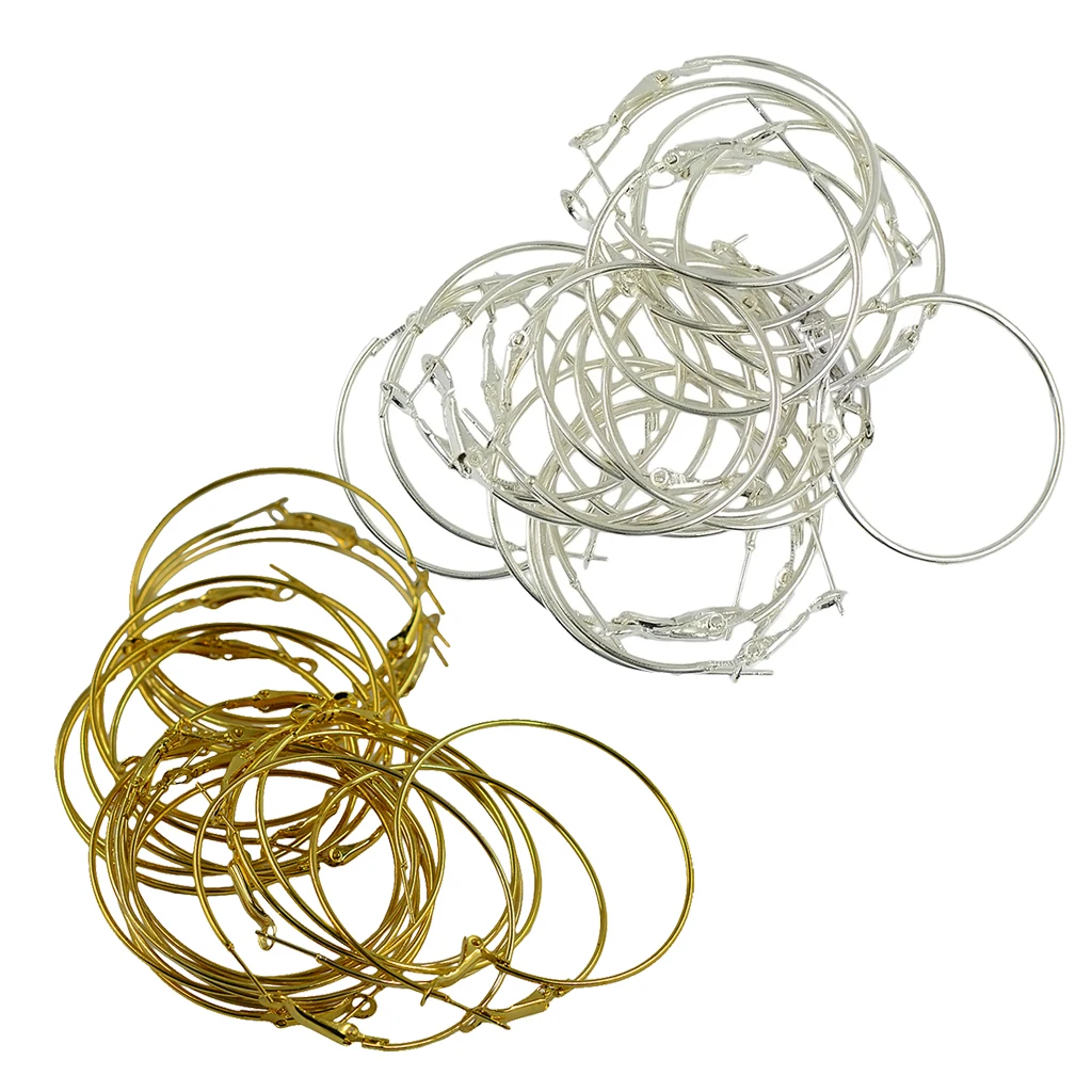 40pcs 50mm Wine Glass Charm Rings Leverback Earring Beading Hoop Party Favor