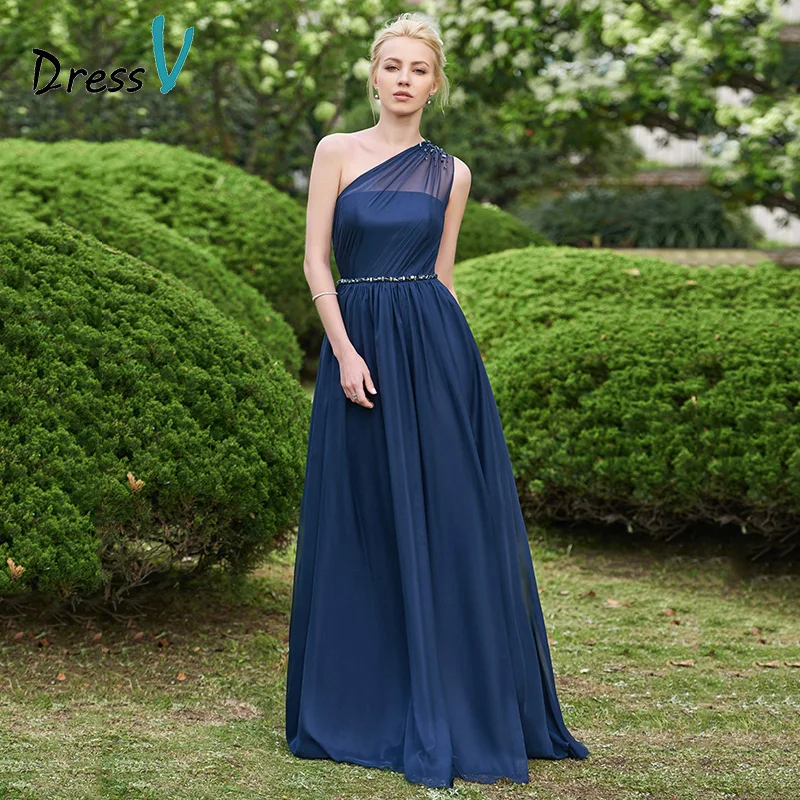 Dressv Maxi Bridesmaid Dress One Shoulder Floor Length Custom Wedding