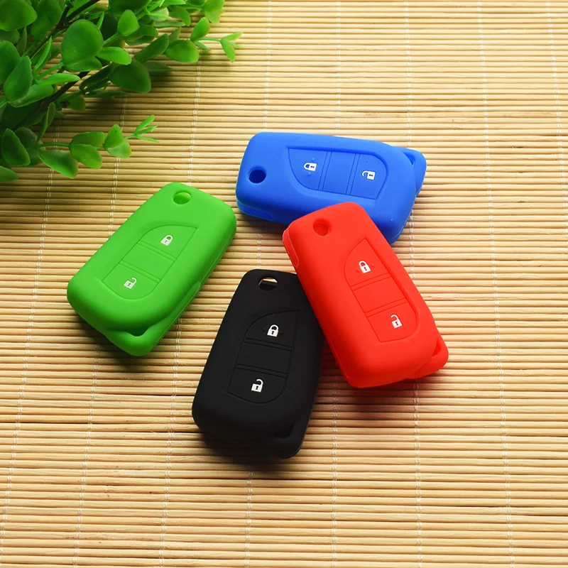 

Silicone key fob cover case shell holder for Toyota Corolla avensis Prado Fortuner RAV4 folding flip two 2 button Remote Protect