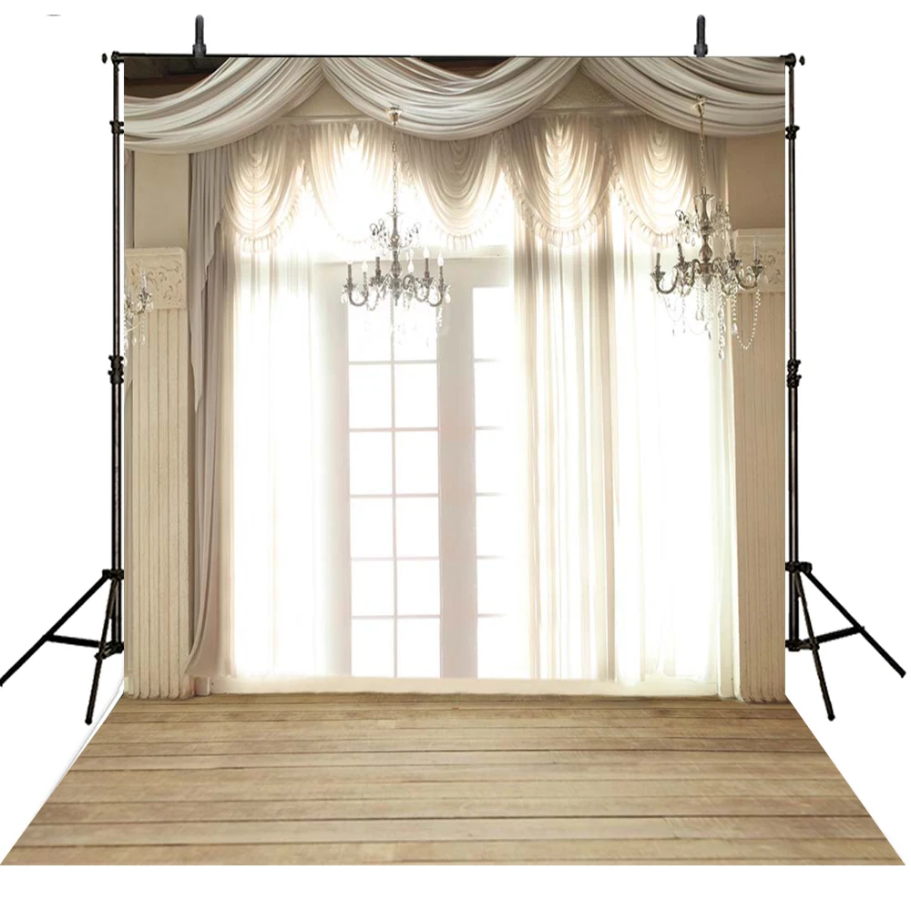 Curtain Window Wedding Photography Backdrops Chandelier Backdrop For