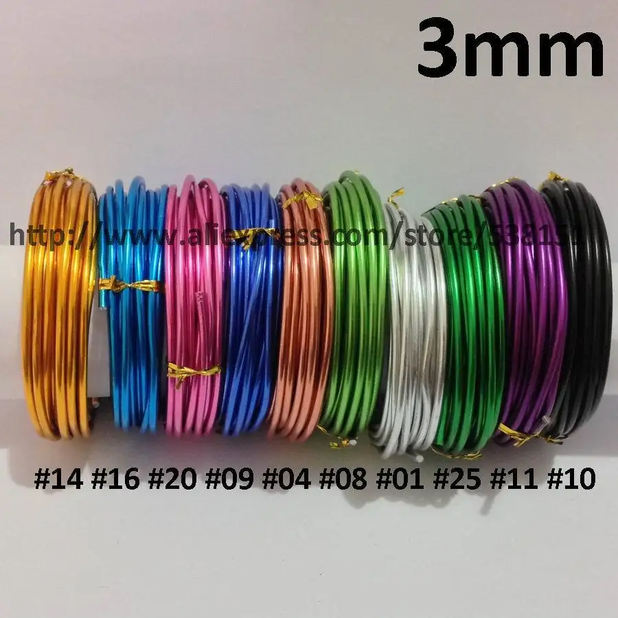 10 рулонов/серия (5metersX10roll) Mix Цвет 3 мм алюминиевой проволоки Craft ювелирных изделий