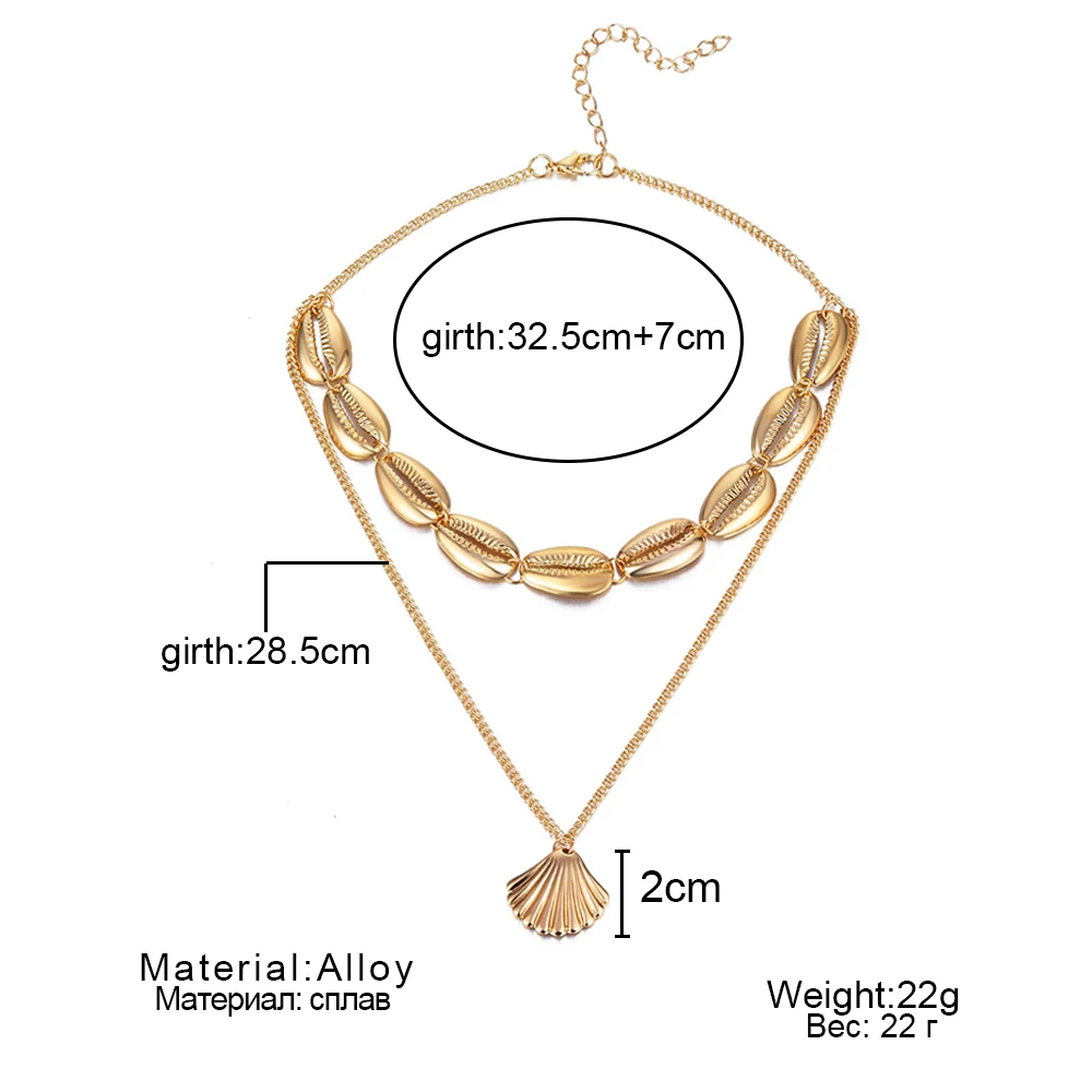 KISSWIFE Multilayer Shell Trendy Necklace for Women Gold Color Long Chain Seashell Ocean Beach Boho Pendant Necklaces Jewelry - Image 5