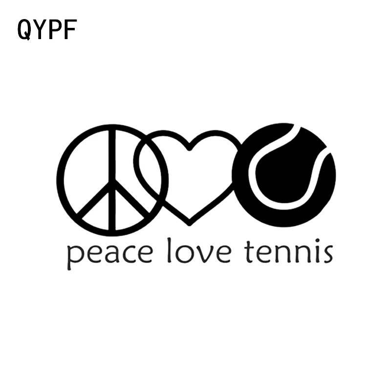 Интересная наклейка QYPF 17*9 см с надписью Peace Love Tennis Player декоративная для