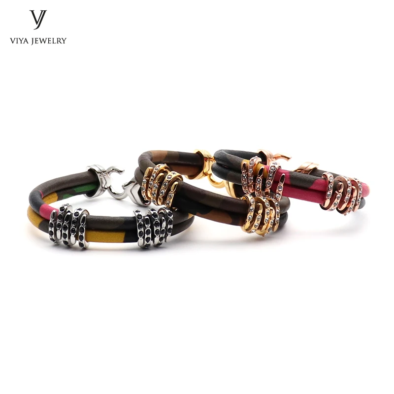 new camouflage cow leather bracelet army green CAMO men bracelet (13)