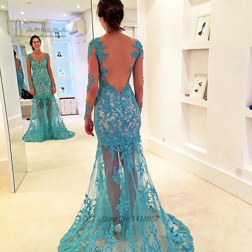 Summer Turquoise Long Sleeved Evening 
