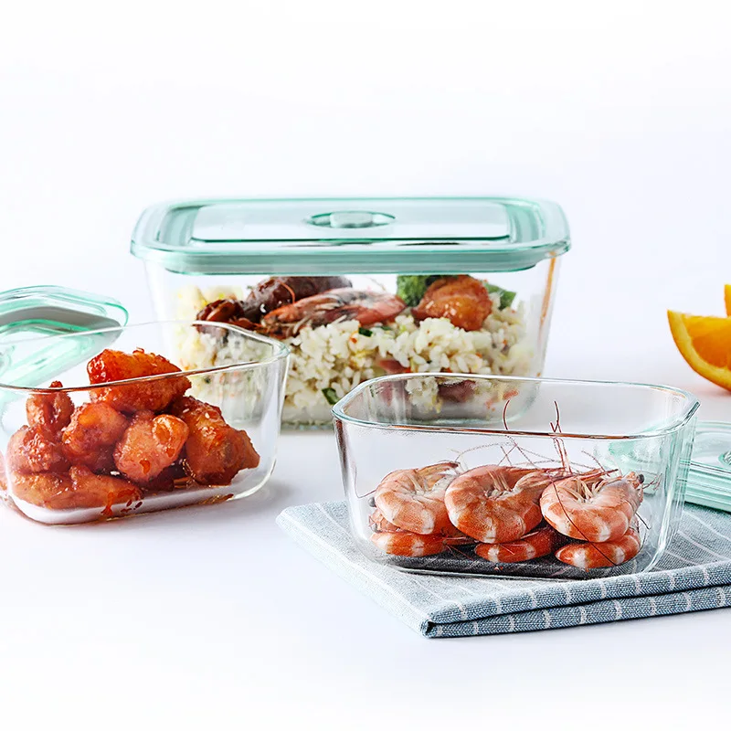 Microwavable Leakproof Lunch Box Transparent Borosilicate Glass Bento Boxes Dinnerware Quality