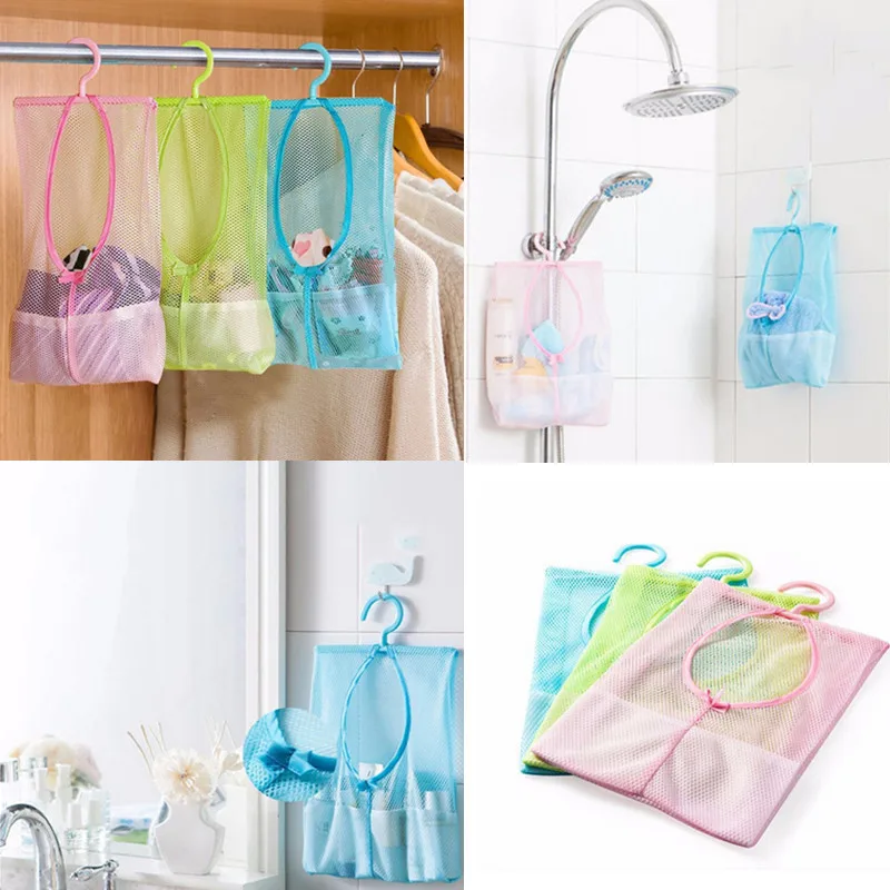 الحمام التخزين الغسيل شبكة حقيبة السنانير شنقا مقسم حقيبة دش حمام جديد ClothlothesCosmetics شامبو استحمام