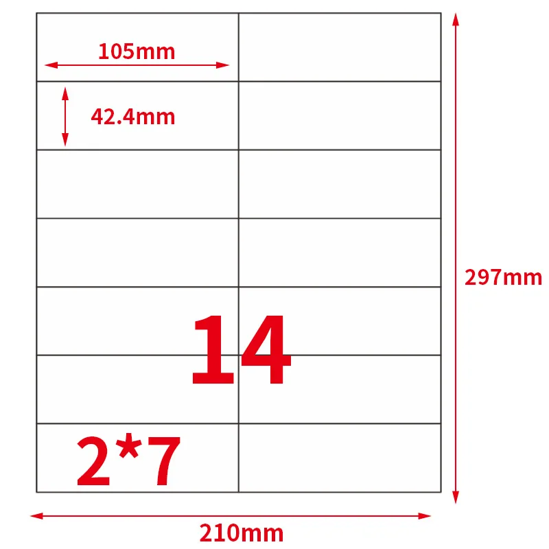 GL-15 (50sheets 700pcs) 14-up labels 105 mm x 42.4  on A4  Self- Adhesive Printing Labels for laser/inkjet printer